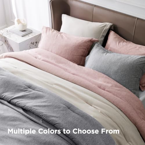 Image of Bedsure Pink Queen Comforter Set - Soft Bedding for All Seasons, Cationic Dyed Bed Set, 3 Pieces, 1 Queen Size Comforter (90 inchx90 inch) and 2 Pillow Shams (20 inchx26 inch+2 inch)