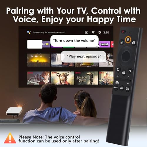 Image of Solar Rechargeable Remote Control Replacement for Samsung Smart TVs BN59-01357A Neo QLED Frame Smart 4K 8K Ultra HD TV, Voice Function, USB-C Charging