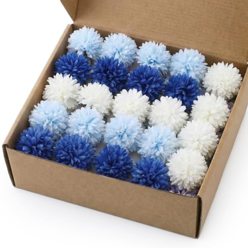 Suncalla 24 Stems Artificial Chrysanthemum Flowers, Blue