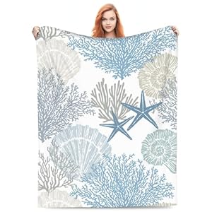 Nautical Coastal Blanket Starfish Seashell Coral Beach Themed Throw Blankets Gifts for Adults Sea Ocean Theme Lightweight Soft Fleece Cozy for Sofa Couch Bed Room Birthday Decor 50x60in Nautical Coastal Blanket Starfish Seashell Coral Beach Themed Throw Blankets Gifts for Adults Sea Ocean Theme Lightweight Soft Fleece Cozy for Sofa Couch Bed Room Birthday Decor 50x60in