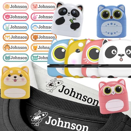 Clothing StampName Stamp for Clothing Kids WaterproofClothing Labels for Kids-Double Sided Name Stamp(White + Black Ink)-Name Tags for Clothes