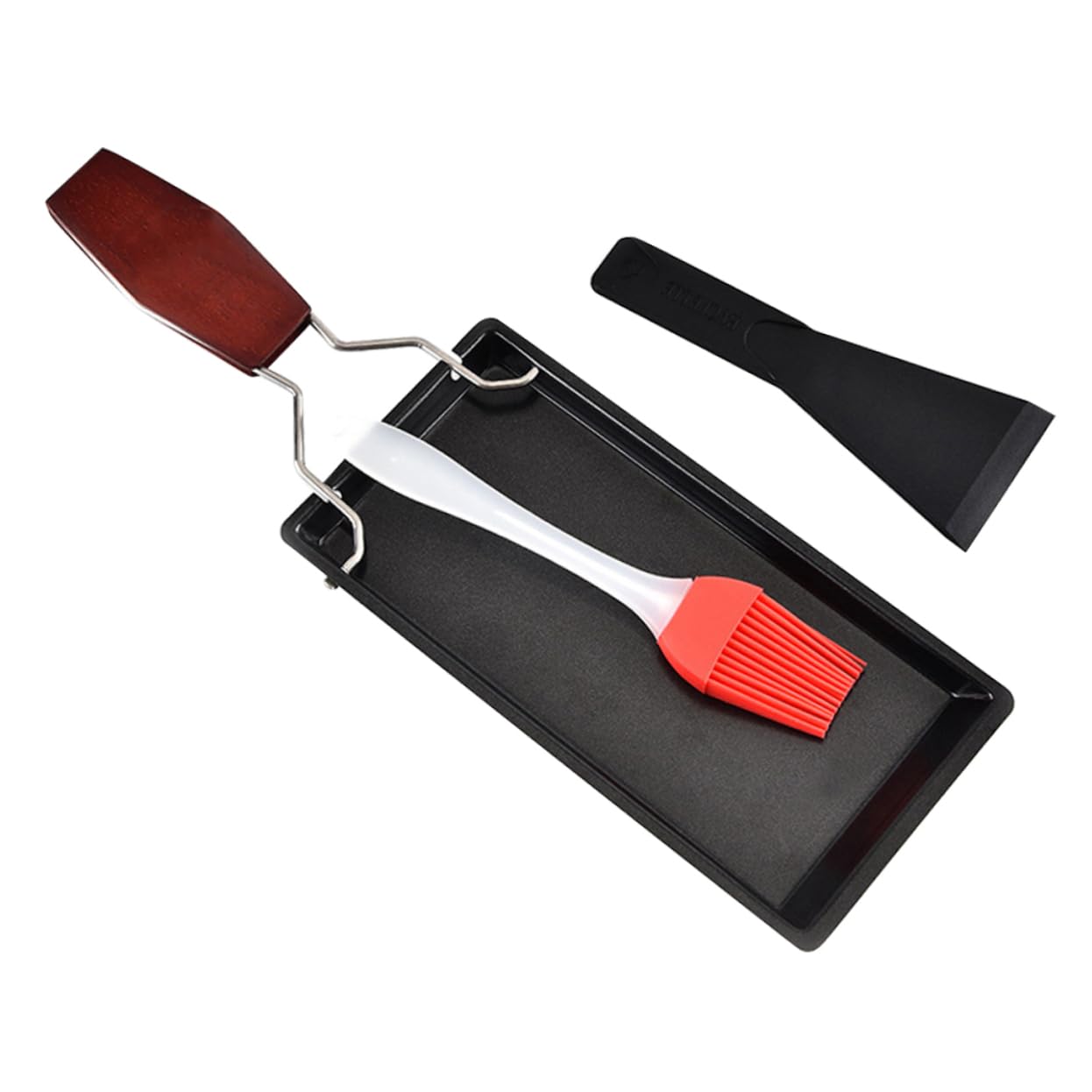 Balacoo Outdoor Bbq Plate Set Piece Non-stick Steak Pan Comal Frying Pan Wooden Handle