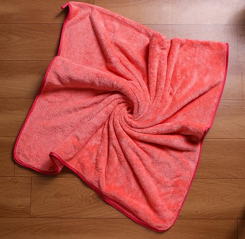 Image of Fezora Microfiber Towels for Bath-Soft Coral Fleece Towel with Extra Soft Plush & Quick Dry Large Size Towels Hook Quick Dry Super Absorbent-Bath Towel for Men and Women-70 x 140 cm (Orange)