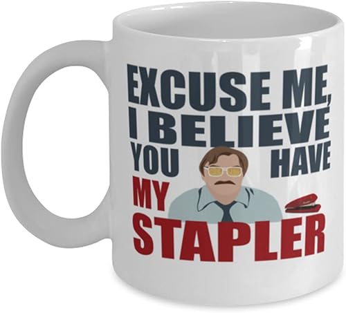 Miniatura 1 de Taza de espacio de oficina. Milton Waddams, creo que tienes mi grapadora. Cita divertida de oficina, quema el edificio. Taza de café Initech de 11