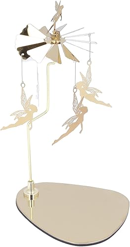 Miniatura 4 de Portavelas giratorio, plato redondo, romántico, europeo, de acero inoxidable, para aromaterapia, portavelas dorado pequeño hada mágica (sin taza de