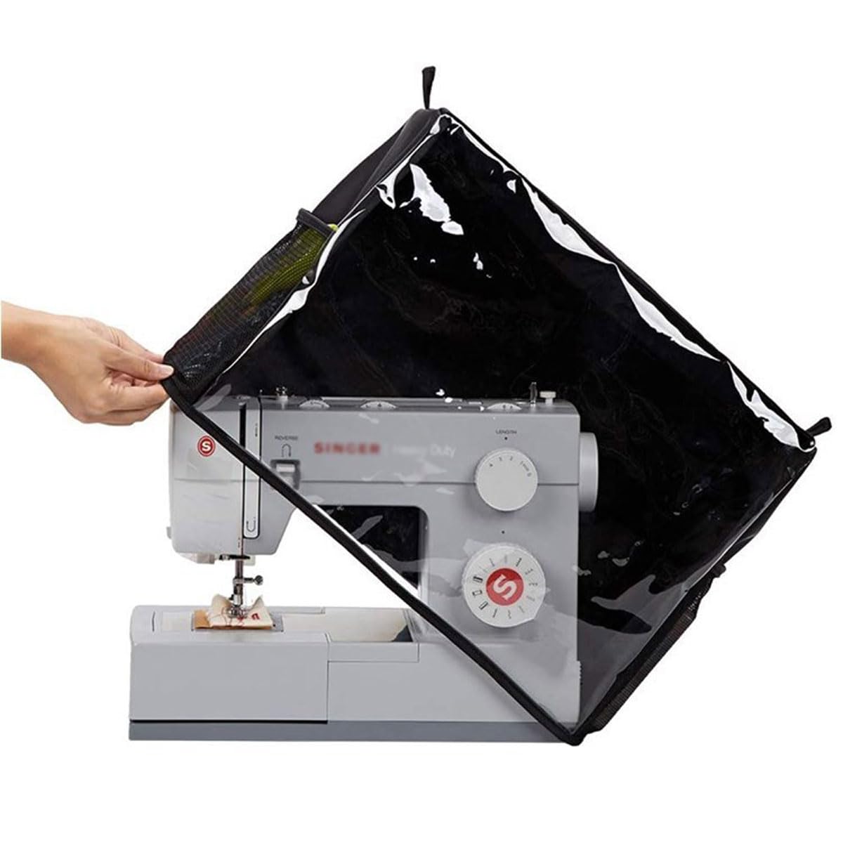 Cubierta Antipolvo para máquina de Coser, Bolsa de Almacenamiento Universal para máquina de Coser de PVC 600D Transparente, con Bolsillos de Almacenamiento Esenciales y Cubierta Protectora