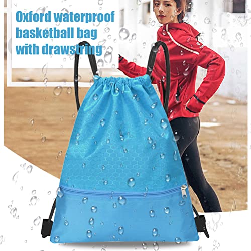 Image of Drawstring Backpack Bag, Waterproof Draw String Back Sack with Zip Pocket, Gym Drawstring Bags Swim Bag for Men Women