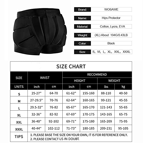 WOSAWE Giovani/Adulti Pantaloncini da Pattinaggio