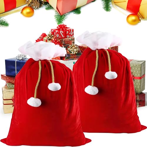 YUEMING 2 PCS Weihnachtssack, Geschenksack Roter Nikolausbeutel zum...