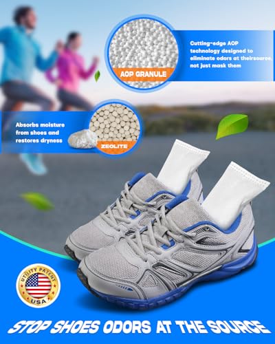 Arint Shoe Deodorizer (4 Count) - Shoes Odor Eliminator | Last for 24 Monthes, Shoe Freshener Smell Remover for Soccer Gear, Boot, Sneaker and More, White