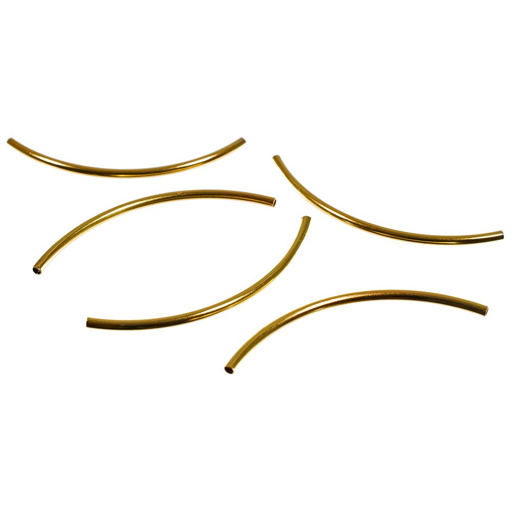 West Coast Paracord 50 Millimeter Curved Tube Beads – Round Tube Spacer Bead – 50 X 2MM – Jewelry and Crafting 50 Pack 50 X 50MM-CRVDTUBEBEAD-BRASS-~WCP_AK19