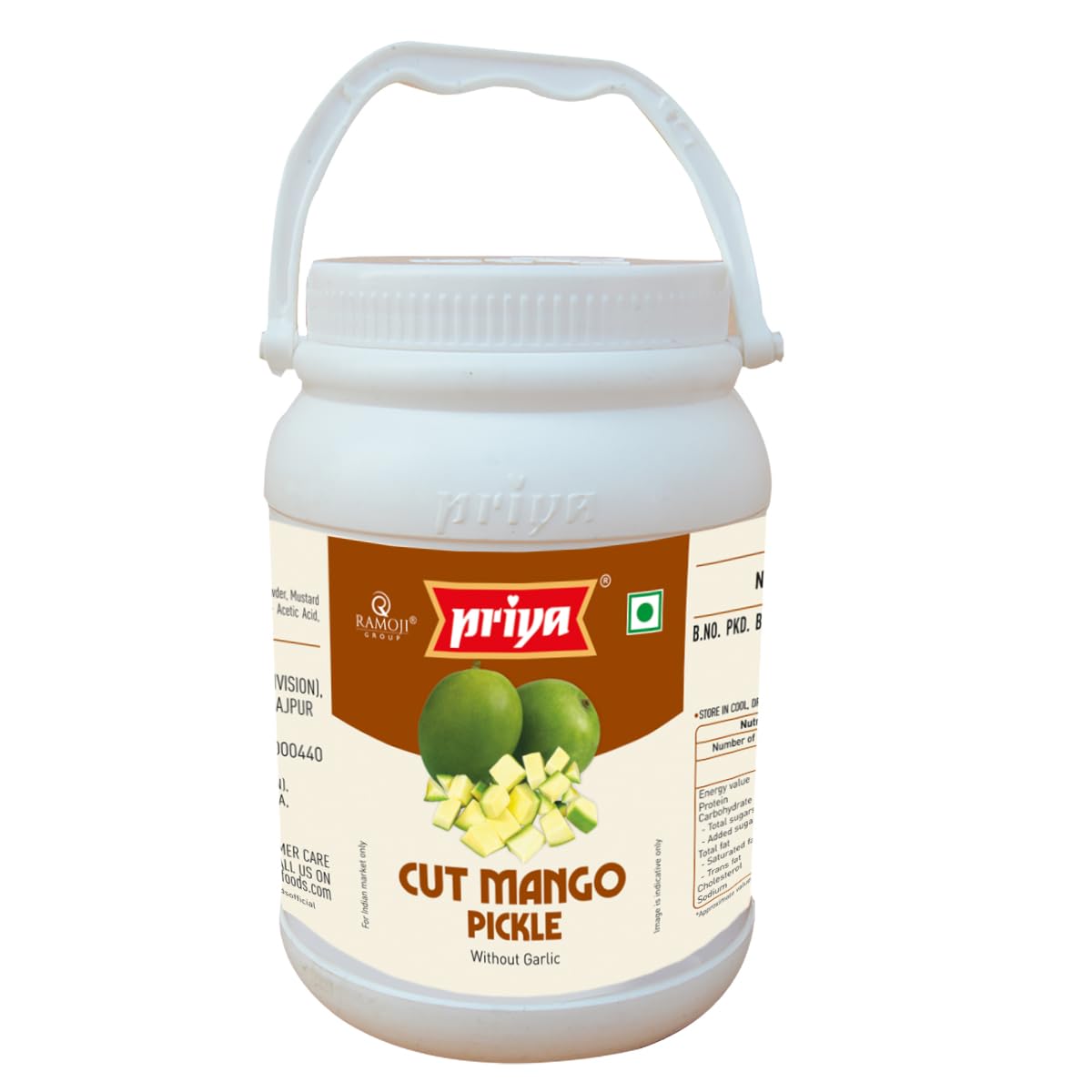 Priya Cut Mango Pickle without Garlic, 1Kg - Authentic Telugu Style Aam Achar |Traditional South Indian Taste| Homemade Andhra Pickles| Tangy and Spicy| With Mango Pieces & Mixed Spices (B0DDTKPHBL) Amazon Price History, Amazon Price Tracker