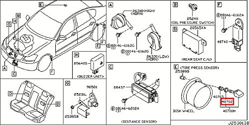 TPMS SENSOR SEAL LEAK - 2004-2008 Nissan 3 Infiniti 40702-JA01A, Tire Pressure Monitoring System (TPMS) Sensor Grommet