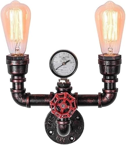Lampada Stile Industriale a Vapore con Tubo d'Acqua e misurazione di Ferro Vintage funce Parete in Metallo per lavatura della Camera da Letto Illuminazione