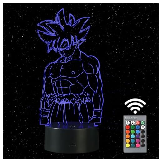 HooJtny Goku Lámpara de Luz Nocturna 3D 16 Colores USB Recargable Decoraciones de Dormitorio de Navidad Regalo para Niños