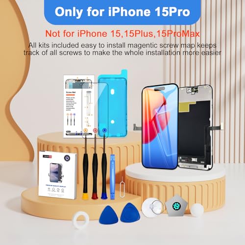 EFAITHFIX for iPhone 15 Pro Screen Replacement OLED [NOT LCD] 6.1 inch Display 3D Touch Screen FHD Digitizer Assembly for A2848 A3101 A3102 A3104 with Repair Tools Waterproof Adhesive Screen Protector by EFAITHFIX - Image 8