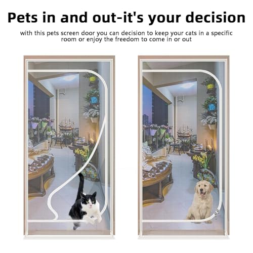 Puerta mosquitera para gatos de malla resistente con cremallera 6
