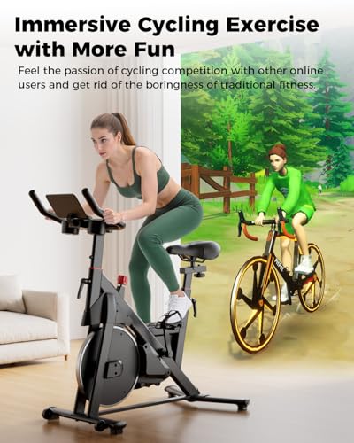 MJWW Exercise Bike for Home Gym Use, Magnetic Resistance Spin bike with Smart APP, 1-32 Level Adjustable, 136KG Weight Capacity, Ultra-Quiet Stationary Bike with LCD Display and Tablet Holder - Image 4
