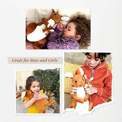 Porridge & Papaya Kangaroo Stuffed Animal Plush Kangaroo Stuffed Animal With Babies Inside | (11 Inch) Plush Kangaroo With Joey (4 Inches) #TOP3