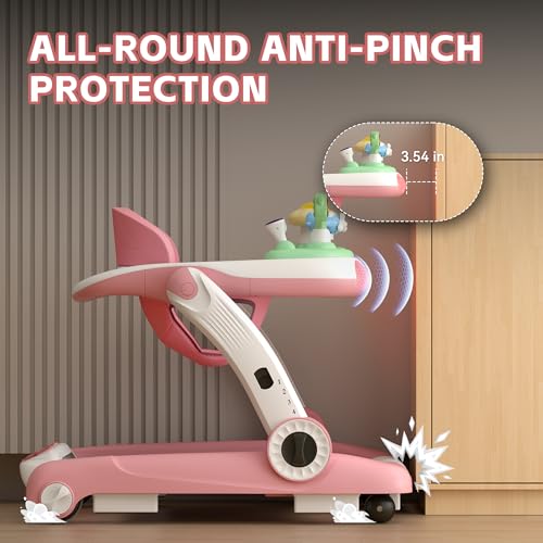 baby walker with wheels 5 in 1 walker for baby boy girl 6-12 months with bouncer music and lights baby jumper activity center adjustable height speed push walker for ages 6-18 months toddler