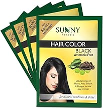 Sunny Herbals Black Hair Color | With Henna, Amla, Shikakai & Bhringraj | Long-Lasting Color | Deep Root-to-Tip Coverage | Ammonia-Free | Silicone-Free | Unisex | Natural Healthy Shine, Pack of 4