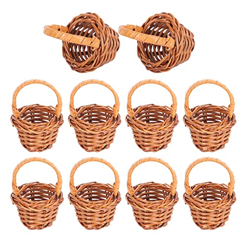 Mini paniers tissés de 10 pièces en bois artificiel café pour décoration