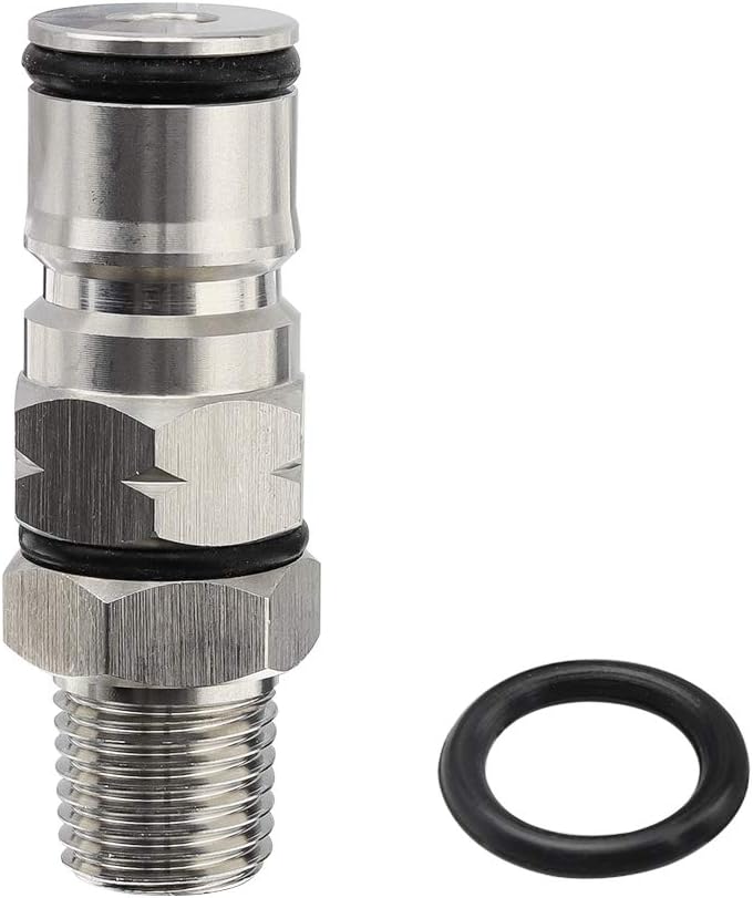 OneBom Ball Lock Post with Poppets, 1/4’’ Male NPT Hex Nipple, 19/32"-18 Gas/Liquid Corny Keg Adapter (Gas)