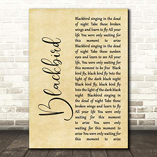Blackbird Rustic Script Song Lyric Quote Wall Art Gift Print