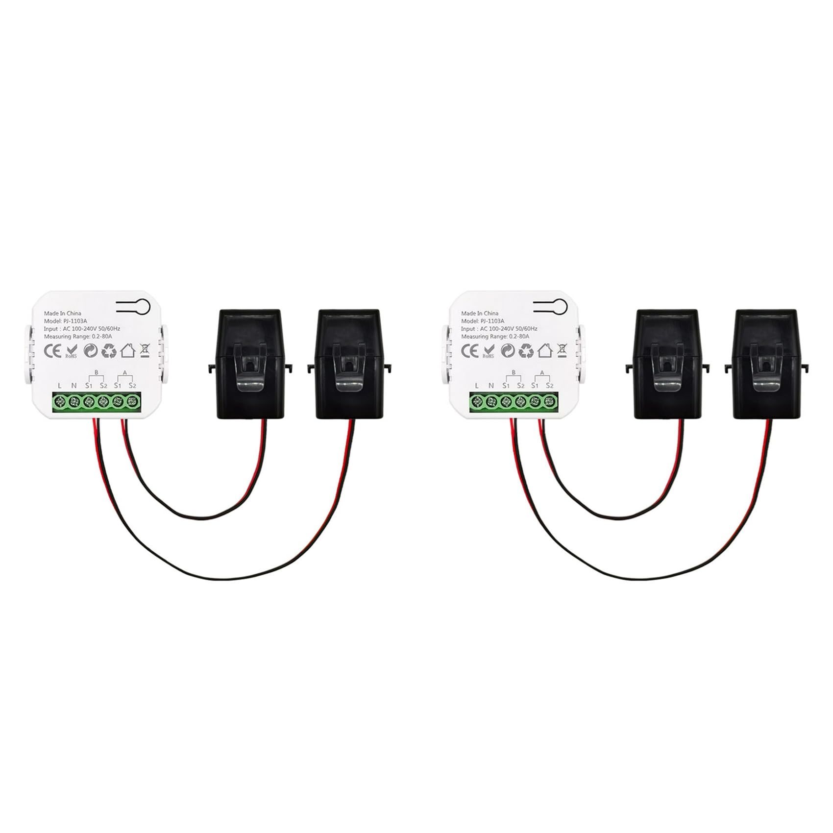 Ctrlzs 2X Tuya Smart Meter Power Production Consumption Bidirectional Power Monitor 0.2-80A Support App Control