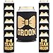 Bachelor Party Supplies for Men - 13 Pack Groomsmen and Groom Can Coolers with Bonus Game - Bachelor Party Decorations and Groomsman Gifts for Wedding, 13 Beer Can Insulated Sleeves, Black and Gold