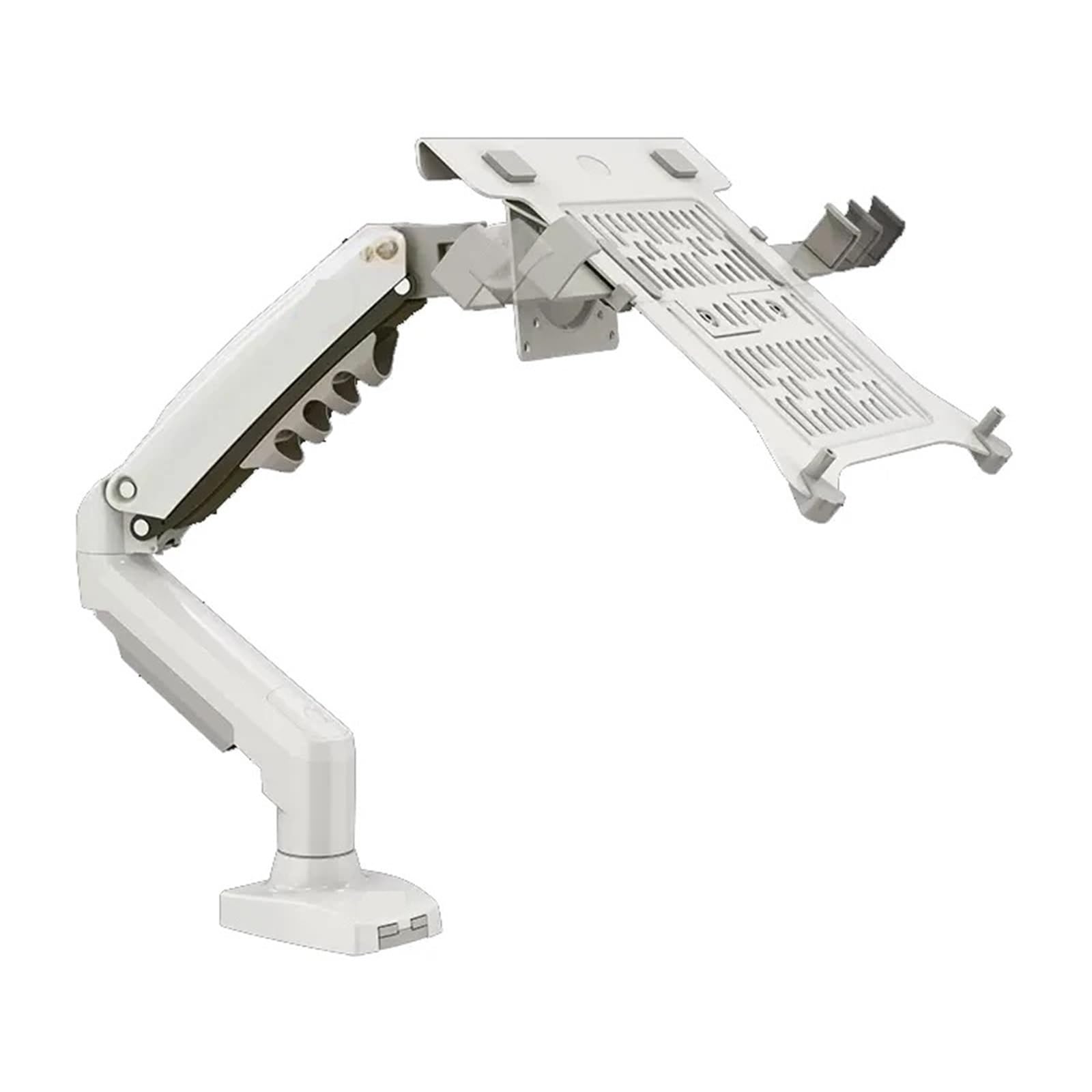 YLUPVT 2 In 1 NB F80 + FP-2 For 17-30" Monitor + 10"-17" Laptop Desktop Holder Notebook Computer Mount Stand Laptop Clamp(White No USB)