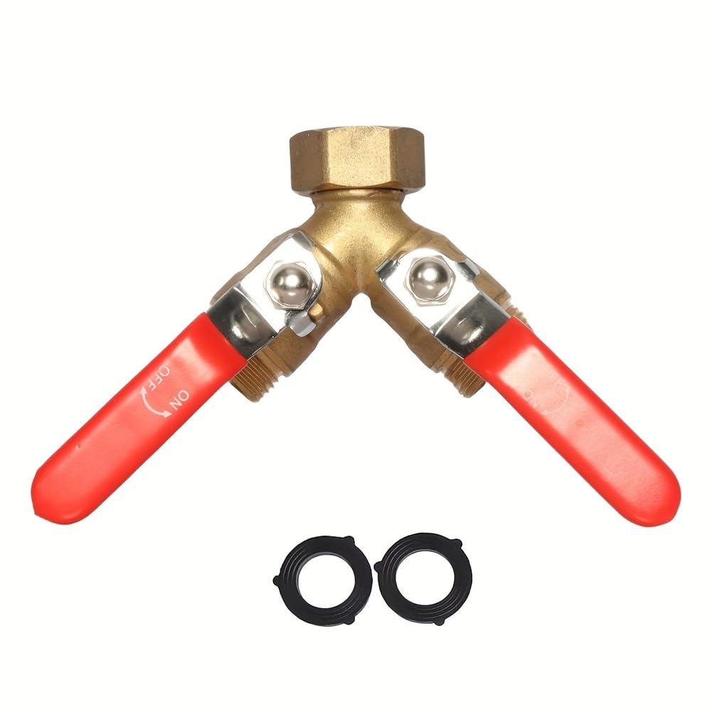 Jnchdghwa Red Y Connector Garden Hose Splitter 2 Way With Long Handle, 2 Way Water Hose Splitter For Outdoor Faucets