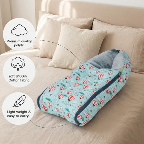 Image of Baybee 3-in-1 Baby Sleeping Bag & Carrying Bed | Velvet Cotton Carry Nest for New Born | Soft & Travel Friendly Sleeping Bag for Babies 0-6 Months (Blue)