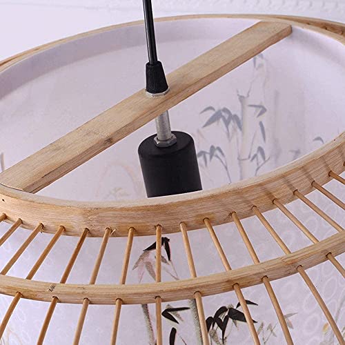 Lámpara colgante de bambú E27 con cable ajustable para techo de salón 6