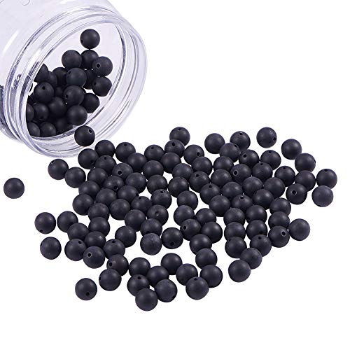 NBEADS 1 Boîte de 180Pcs Naturel Une Perle Ronde Agate Noire Matte Pierres Précieuses 8mm Fabrication de Bijoux Perles Cover