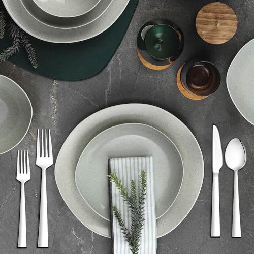 Image of 21-Piece Modern Stainless Steel Silverware Sets with Organizer Tray Silver Tableware Cutlery Set Fork Spoon and Knife Flatware Sets Heavy Duty Eating Kitchen Utensil Set Service for 4, Dishwasher Safe
