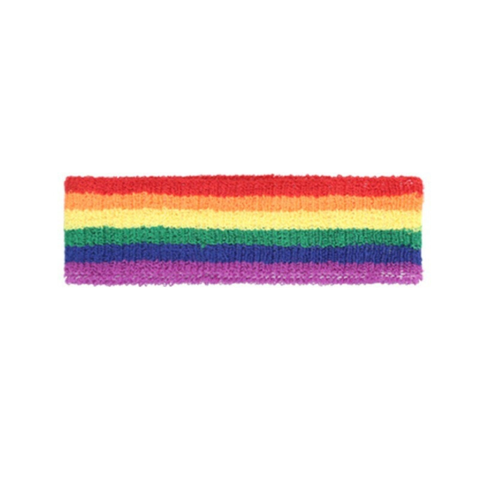 Rainbow Workout Headband Dampness Wicking Rainbow Sweatband Collection Breathable Striped Athletic Headband for Running, Stretching Exercises Rainbow-image-37