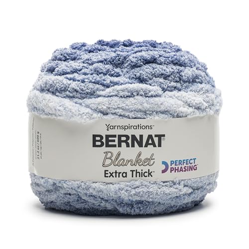Image of Bernat Blanket Extra Thick Perfect Phasing Chunky Yarn for Hand Knitting, Crocheting, Crafts & Amigurumi - 100% Polyester - #7 Jumbo - 21.2oz /600g - 65 Yards - Deep Navy