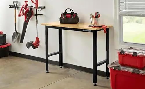 Miniatura 2 de Husky - Banco de trabajo de madera maciza listo para montar, 4 pies, color negro