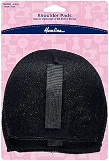 Hemline Detachable Shoulder Pads - Medium Size in Black, for Shirts, Blouses or Lightweight Jackets - Use in Sewing, Dressmaking and Outfit Making