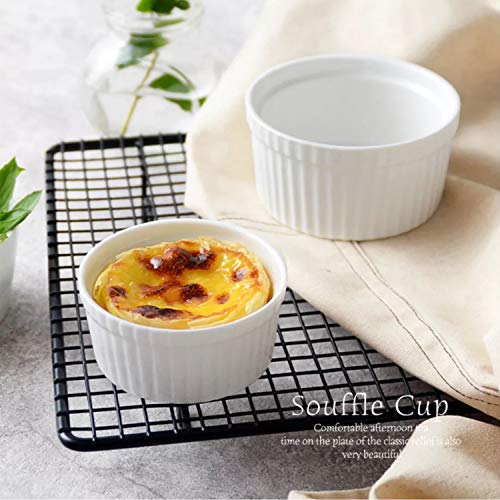 12 Pack Porcelain Souffle Dish Ramekins for Baking – 6 Ounce x 6, 8 Ounnce x 6 - White Ramekins Bakeware Set Baking Cups for Creme Brulee Desserts Puddings Custard Ice Cream Lava Cake Snacks