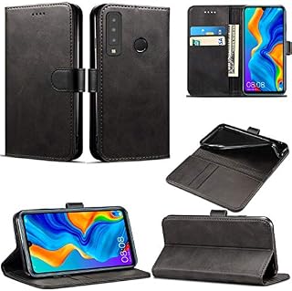 Huawei P30 Lite Case, Leather Wallet with Flip Cover, Credit Card Pockets and Stand Compatible with Huawei P30 Lite (Black)