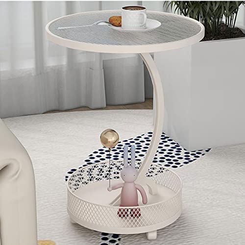 Mesita de noche pequeña para dormitorio con cesta de almacenaje 5