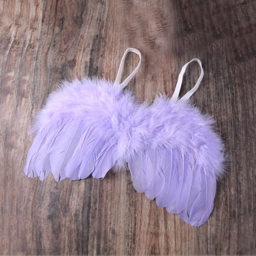 Holibeat 0-6M Baby Purple Feather Angel Wings with a Headband Newborn Photography Posing Props (Purple)2