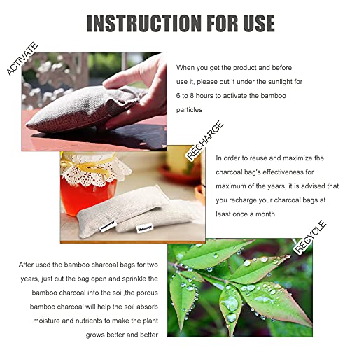 6 Pack Charcoal Shoe Deodorizer Bags, Shoe Smell Remover And Odor Eliminator,Bamboo Charcoal Air Purifying Bags, Activated Charcoal Odor Absorber For Gym Bag, Car, Pet, Closet #TOP6