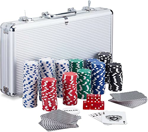 ISO TRADE - Texas Strong 300 Tokens Poker Set + Suitcase 9554 Material Bingo, Mehrfarbig