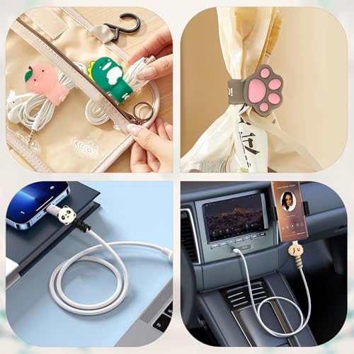 Protector de cable de carga USB con bridas de silicona para computadora y accesorios de viaje 8