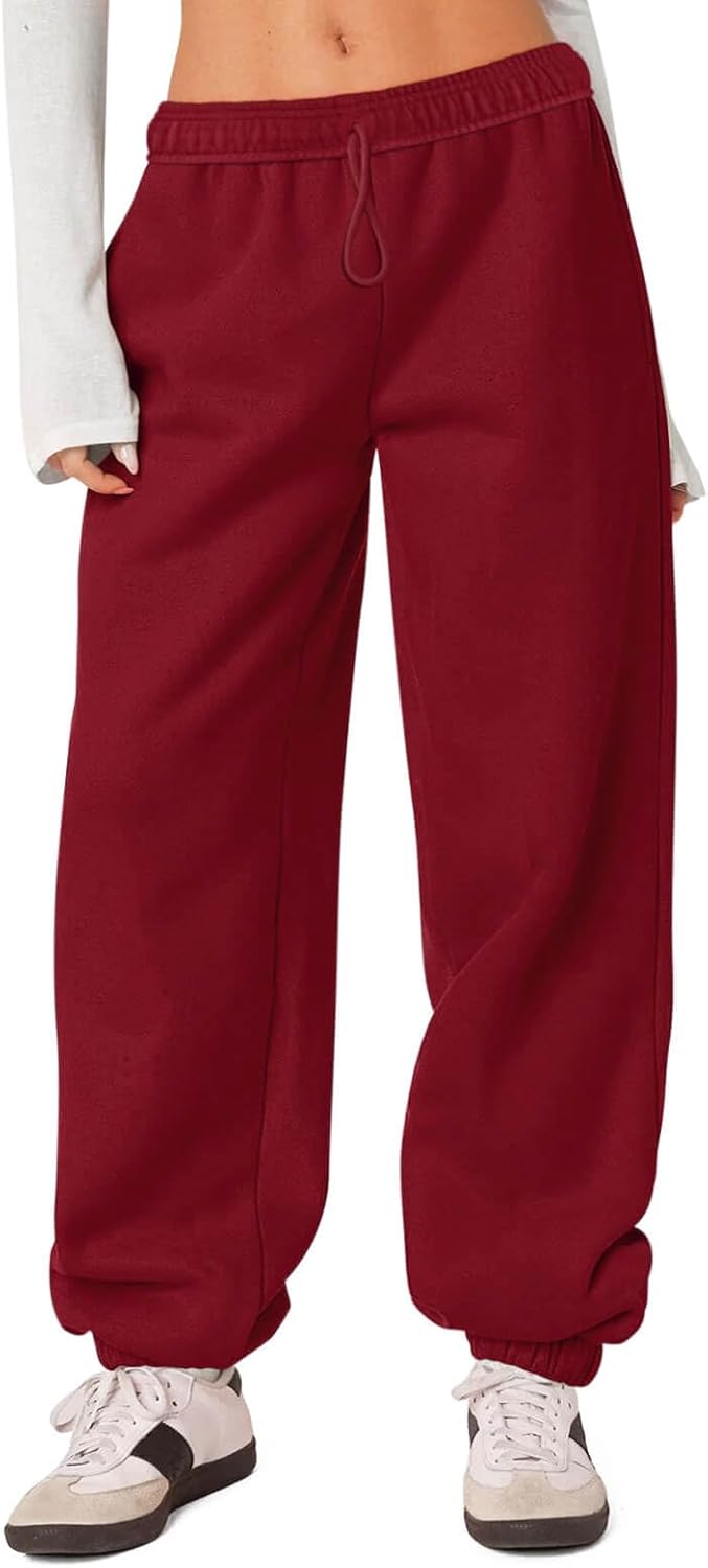 HeSaYep Women's Fleece Lined Sweatpants Thermal Winter High Waisted Sweat Pants Interior Drawstring Baggy Jogger Pants
