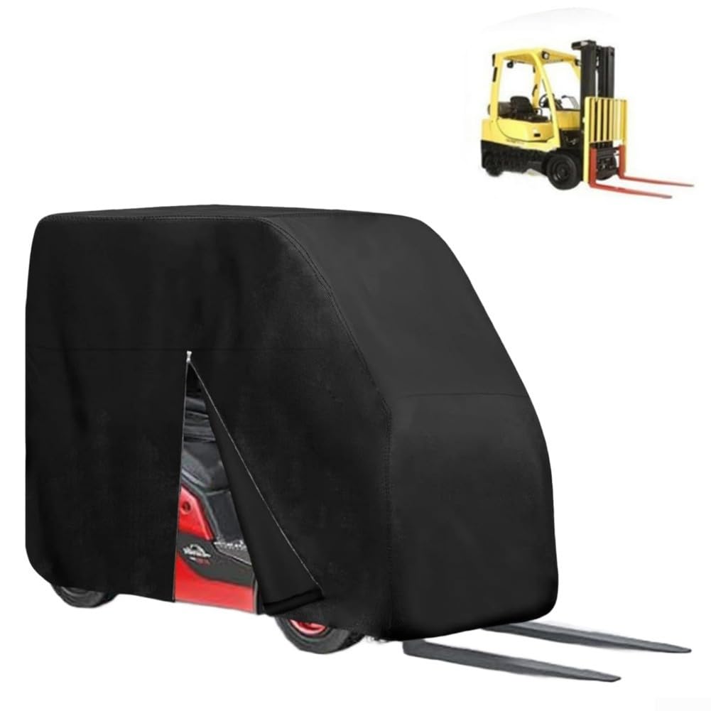 210D Oxford Gabelstaplerabdeckung, wasserdicht, staubdicht und kratzfest, Schutzunterstand, robuste Outdoor-Aufbewahrung für die meisten Gabelstapler, 254 x 114 x 203 cm, Schwarz
