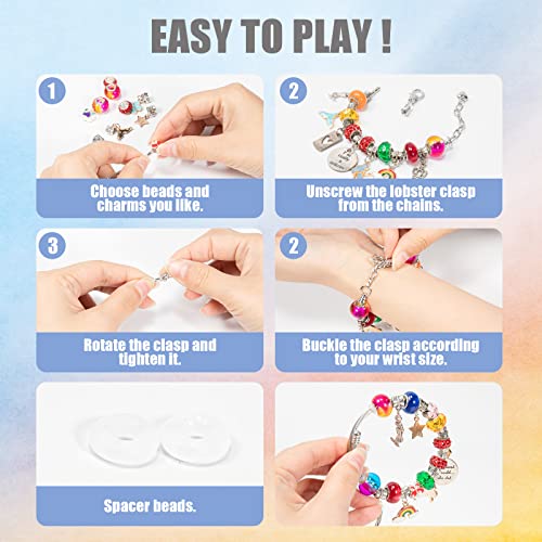 CIHOPE Charm Bracelet Making Kit, DIY Jewelry Making Kit for Girls Birthday Gifts, Mermaid/Unicorn Girls Toys Arts and Crafts for Kids Ages 6-12 - Thumbnail 4